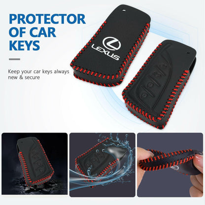 Leather Key Fob Case for Lexus – 4-Button Compatible with Keychain - GoTypical