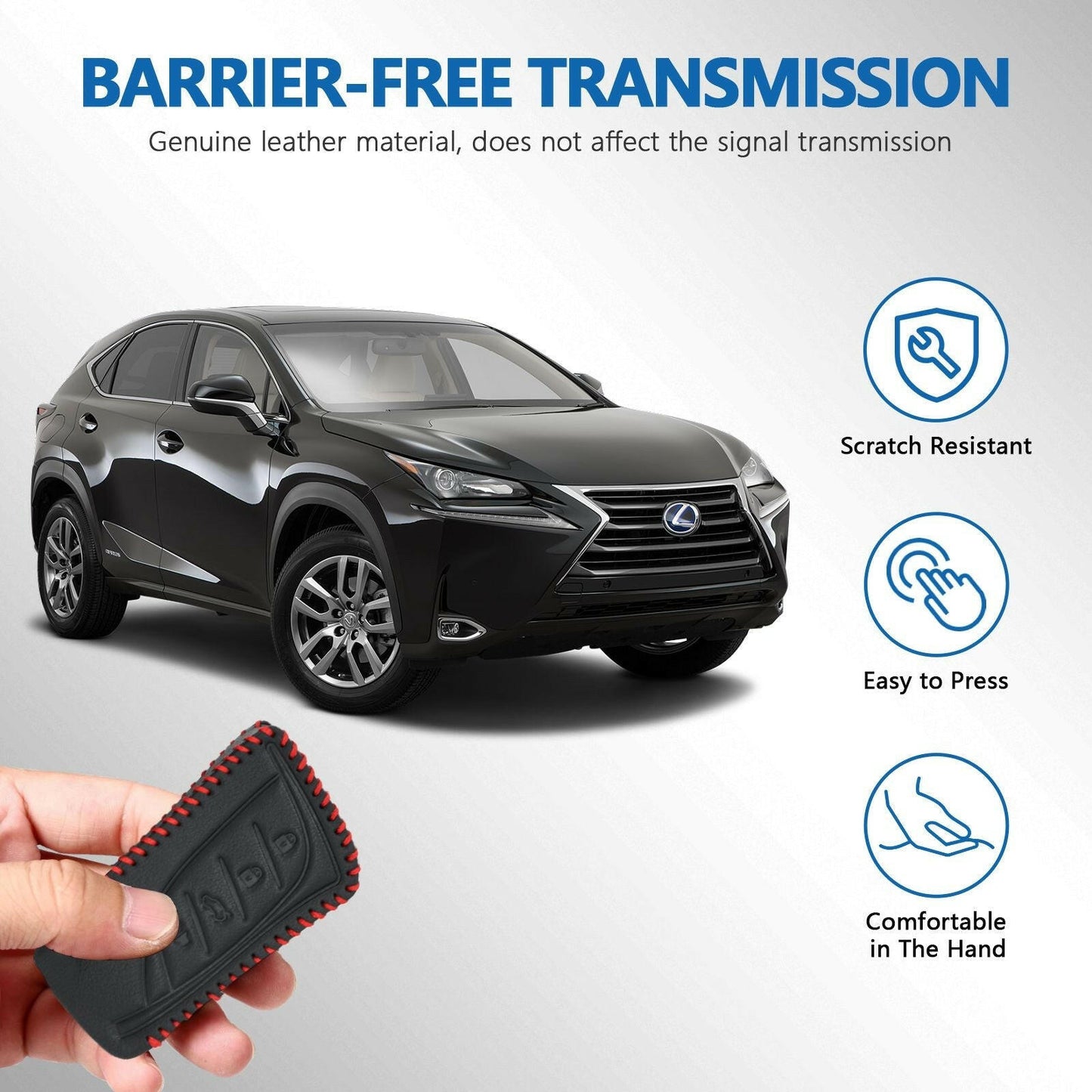 Leather Key Fob Case for Lexus – 4-Button Compatible with Keychain - GoTypical