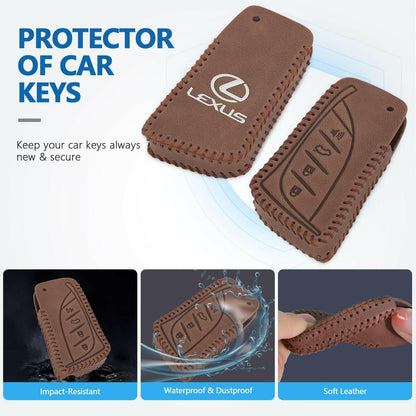 Leather Key Fob Case for Lexus – 4-Button Compatible with Keychain - GoTypical