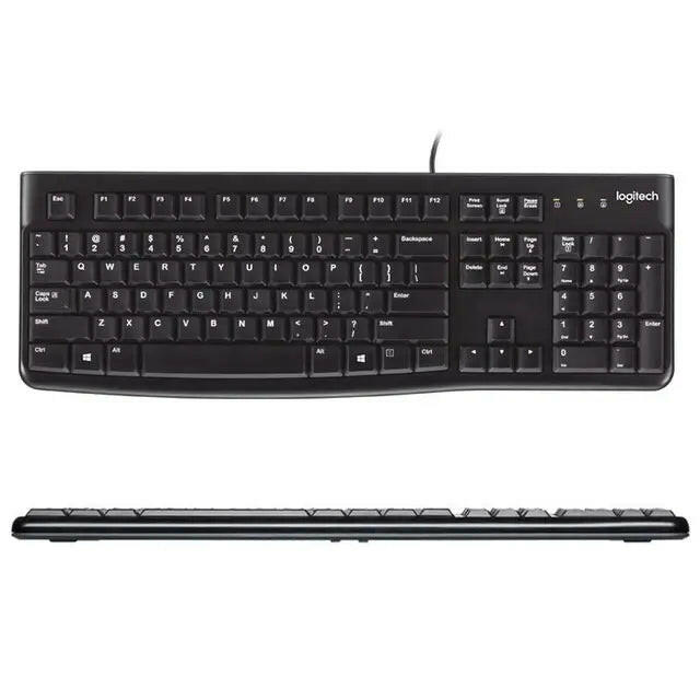 Logitech K120 Wired USB Keyboard – Black Waterproof Office Desktop - GoTypical