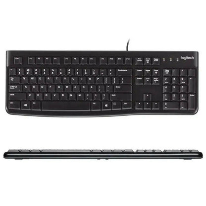 Logitech K120 Wired USB Keyboard – Black Waterproof Office Desktop - GoTypical
