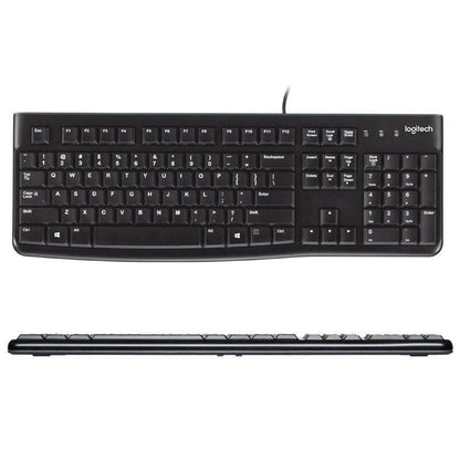 Logitech K120 Wired USB Keyboard – Black Waterproof Office Desktop - GoTypical
