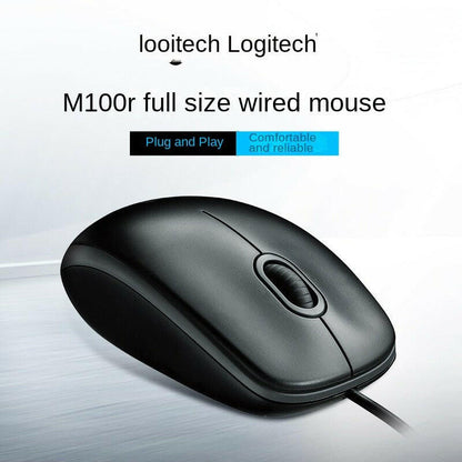 Logitech M100r Wired USB Optical Mouse – Black or White, 1000 DPI - GoTypical