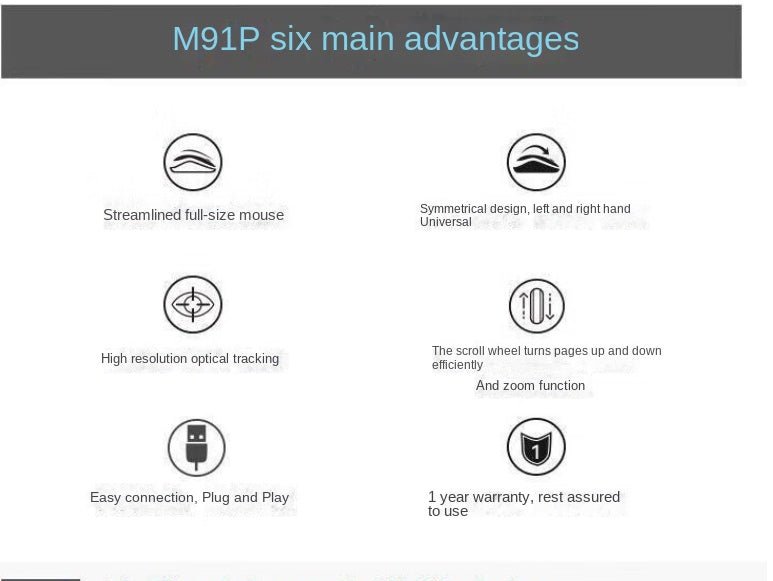 Logitech M91P Wired USB Optical Mouse – Black, 1600dpi Resolution - GoTypical