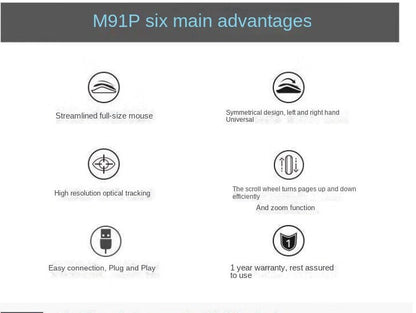 Logitech M91P Wired USB Optical Mouse – Black, 1600dpi Resolution - GoTypical