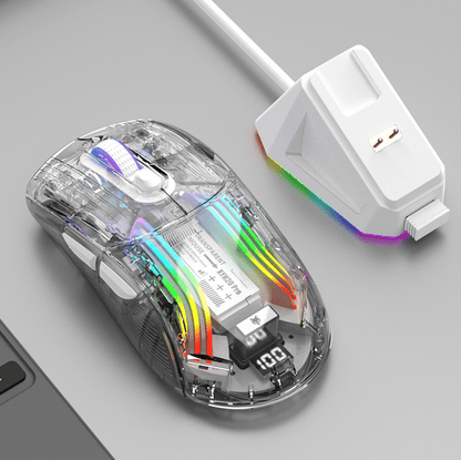 . Wireless Bluetooth Gaming Mouse – Transparent Design with Screen Charger - GoTypical