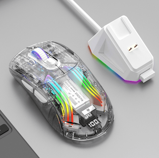 . Wireless Bluetooth Gaming Mouse – Transparent Design with Screen Charger - GoTypical