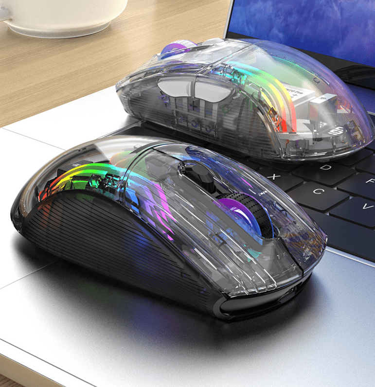 . Wireless Bluetooth Gaming Mouse – Transparent Design with Screen Charger - GoTypical