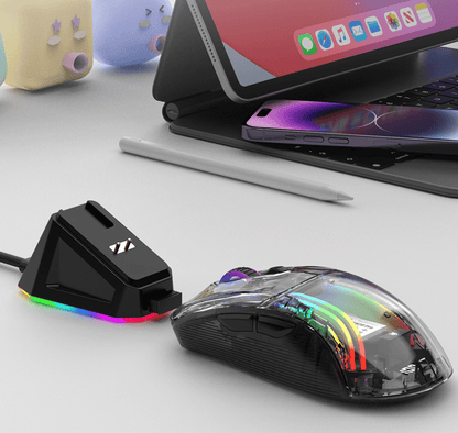 . Wireless Bluetooth Gaming Mouse – Transparent Design with Screen Charger - GoTypical