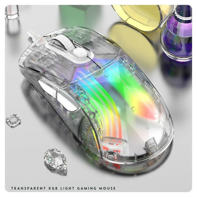 . RGB Mechanical Gaming Mouse – Transparent Wireless Bluetooth Silent - GoTypical