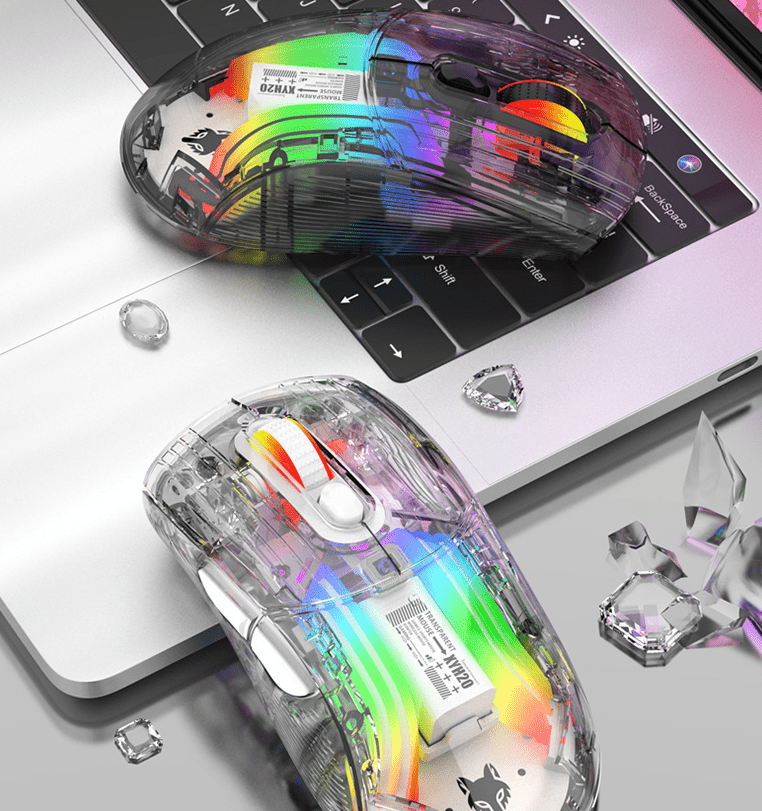 . RGB Mechanical Gaming Mouse – Transparent Wireless Bluetooth Silent - GoTypical