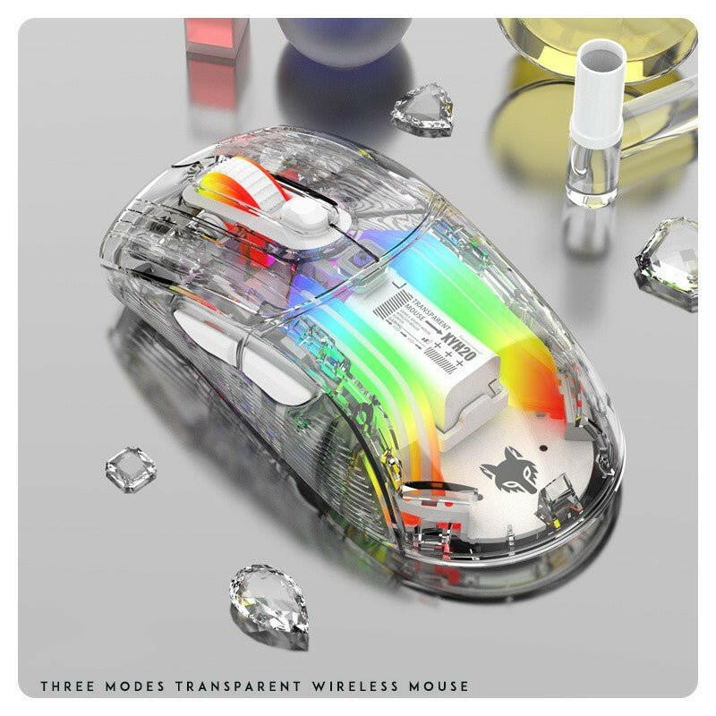 . RGB Mechanical Gaming Mouse – Transparent Wireless Bluetooth Silent - GoTypical