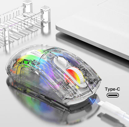 . RGB Mechanical Gaming Mouse – Transparent Wireless Bluetooth Silent - GoTypical