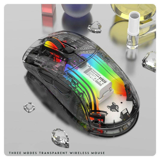 . RGB Mechanical Gaming Mouse – Transparent Wireless Bluetooth Silent - GoTypical