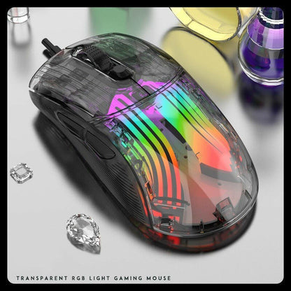 . RGB Mechanical Gaming Mouse – Transparent Wireless Bluetooth Silent - GoTypical