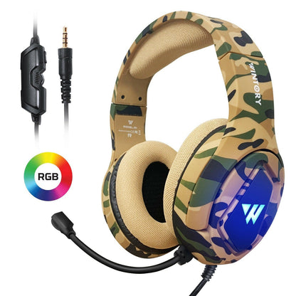 . M1 Camouflage Wired Gaming Headphones – Braided Cable, Faux Leather - GoTypical