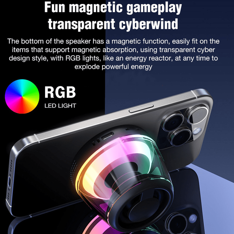 . Bluetooth Speaker – Portable Magnetic Phone Holder with RGB Light - GoTypical