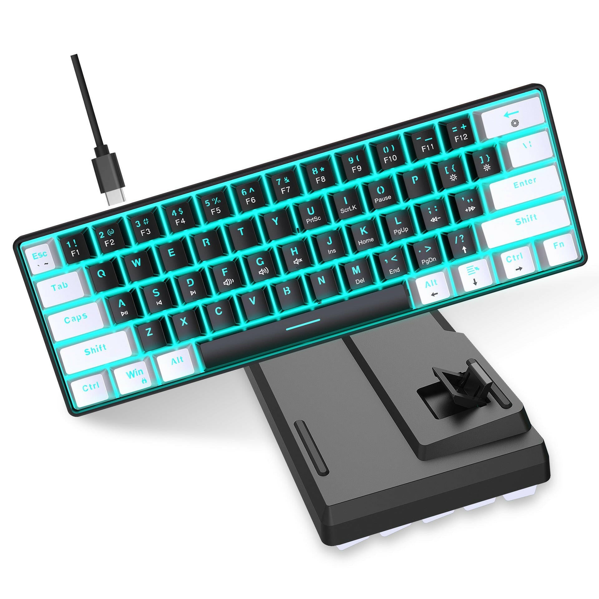 . Mechanical Keyboard – 61 Key Dual Color ABS Keycaps Ice Blue Backlit - GoTypical