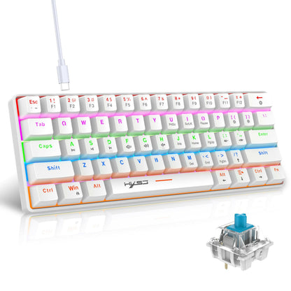 . Mechanical Keyboard – 61 Key Dual Color ABS Keycaps Ice Blue Backlit - GoTypical