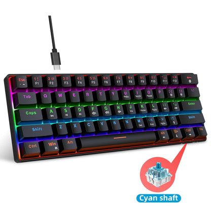 . Mechanical Keyboard – 61 Key Dual Color ABS Keycaps Ice Blue Backlit - GoTypical