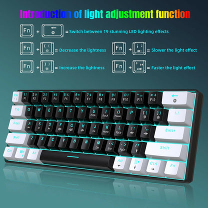. Mechanical Keyboard – 61 Key Dual Color ABS Keycaps Ice Blue Backlit - GoTypical