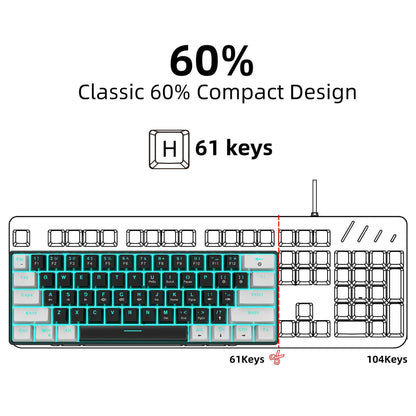 . Mechanical Keyboard – 61 Key Dual Color ABS Keycaps Ice Blue Backlit - GoTypical