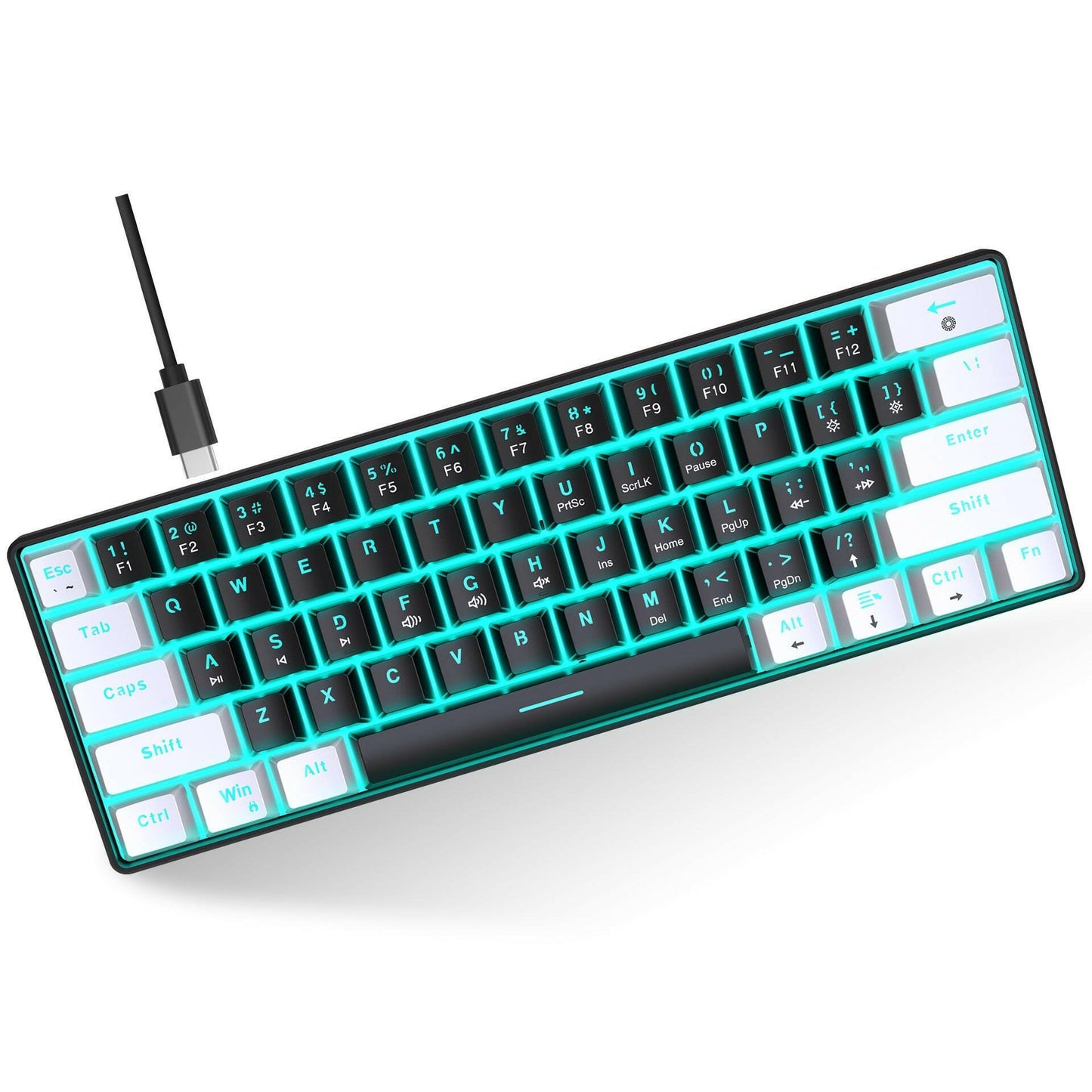 . Mechanical Keyboard – 61 Key Dual Color ABS Keycaps Ice Blue Backlit - GoTypical
