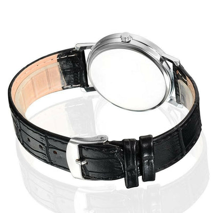 . Men's Quartz Sports Watch – Three-Eye Dial Leather Strap - GoTypical