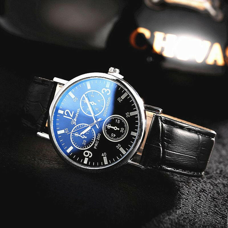 . Men's Quartz Sports Watch – Three-Eye Dial Leather Strap - GoTypical