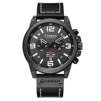 . Men's Quartz Sports Watch – Leather Strap, Waterproof - GoTypical