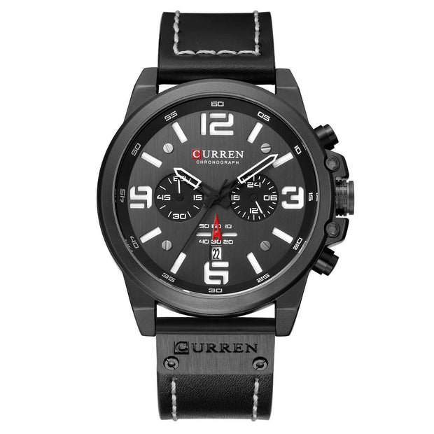 . Men's Quartz Sports Watch – Leather Strap, Waterproof - GoTypical