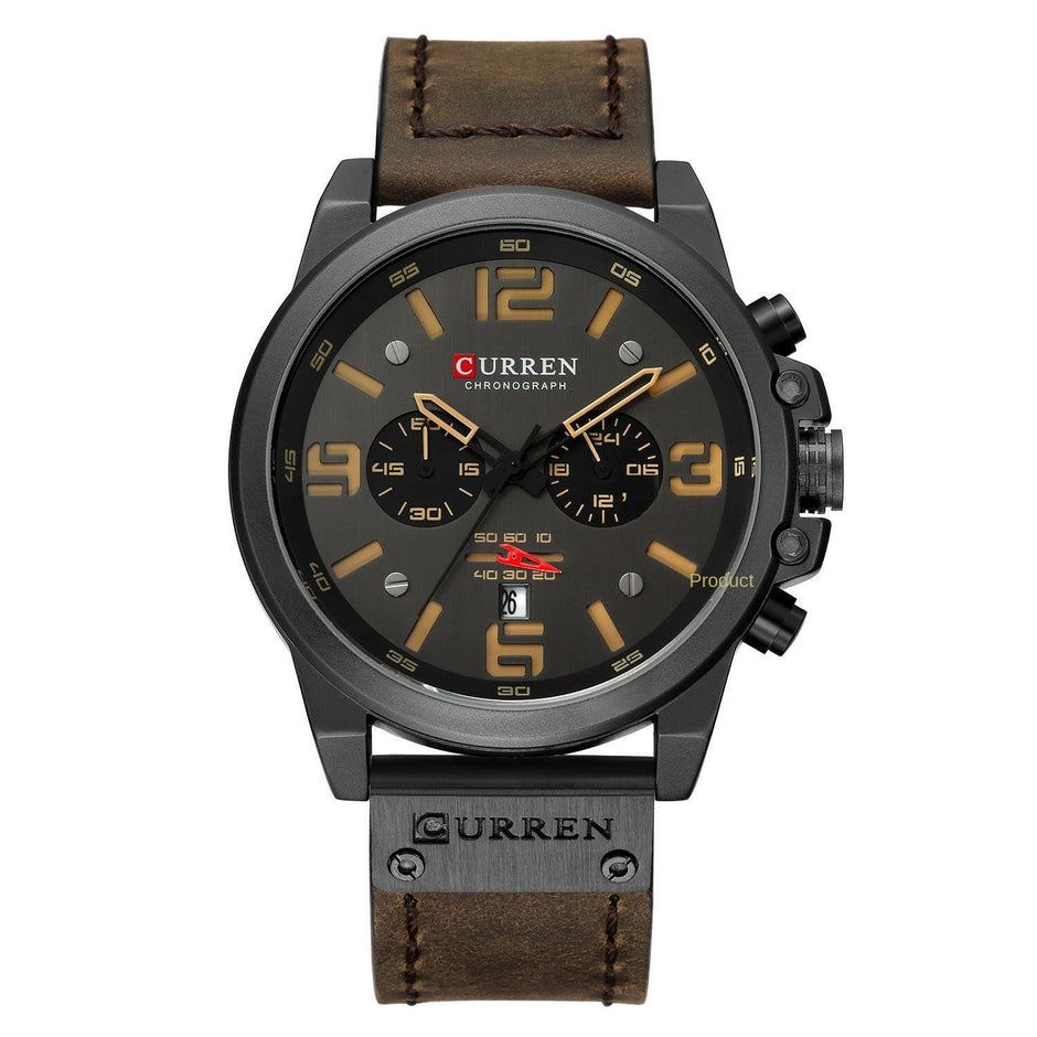 . Men's Quartz Sports Watch – Leather Strap, Waterproof - GoTypical
