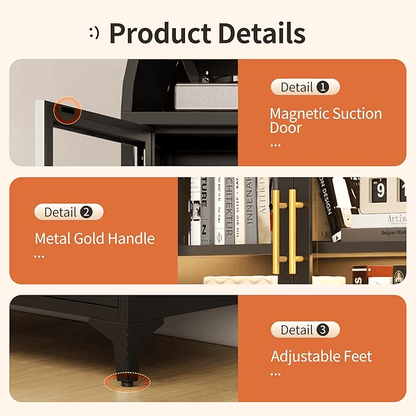 Metal Arched Cabinet – 72.8" Tall White Glass Door Storage Bookcase - GoTypical