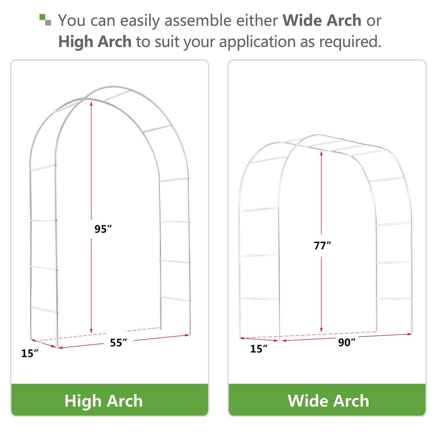 Metal Garden Arch Trellis – Adjustable White Arbor for Climbing Plants - GoTypical