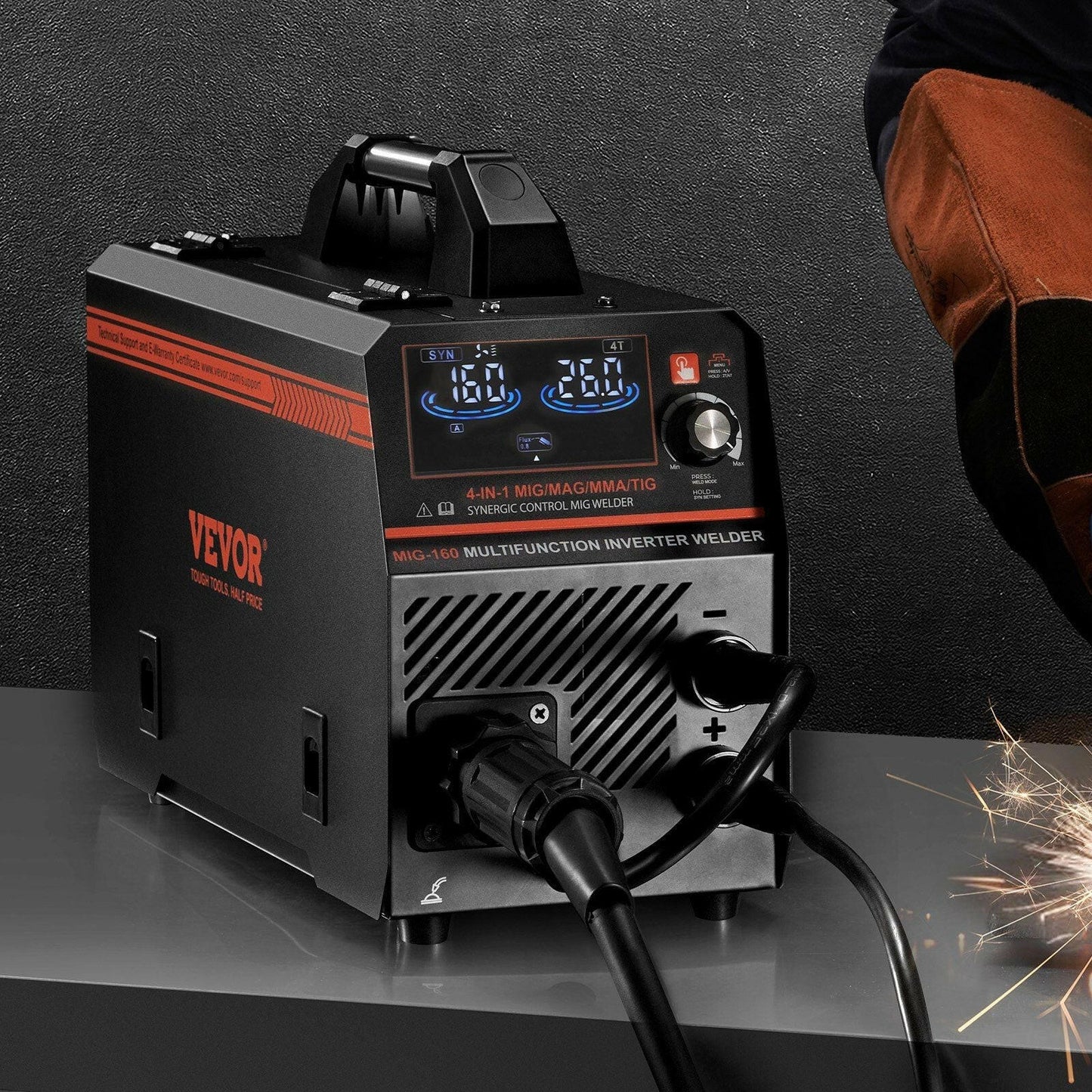 . 160Amp 4-in-1 MIG Welder – Dual Voltage, LCD Display - GoTypical