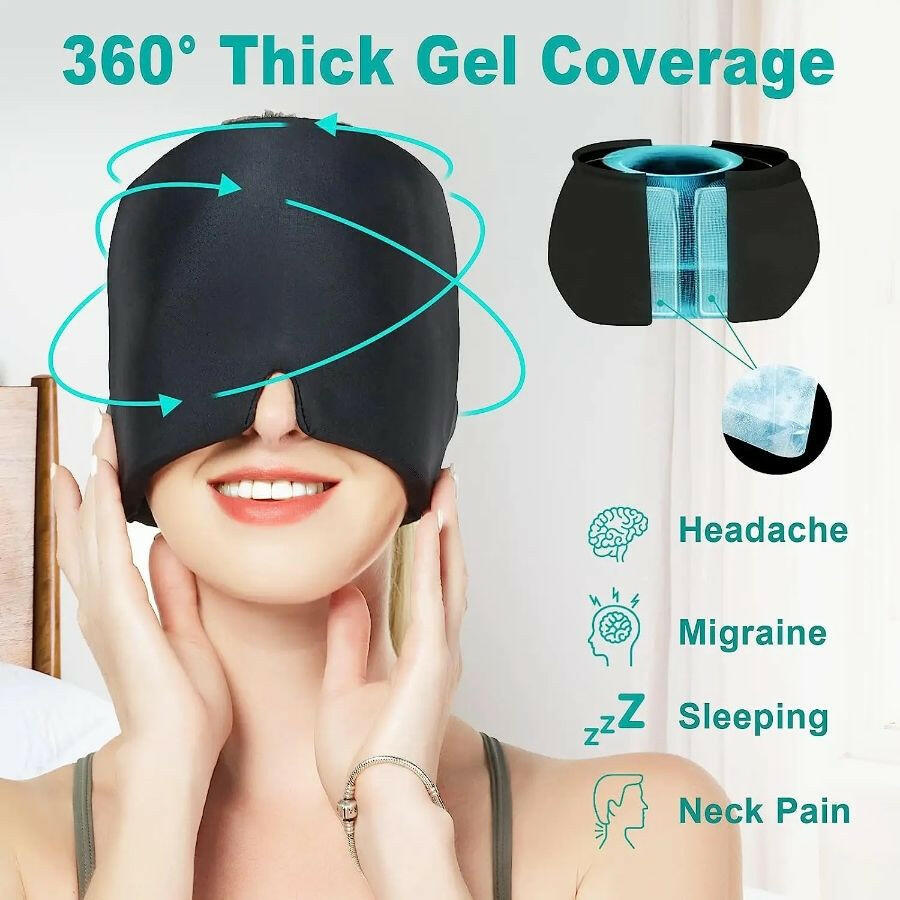 . Gel Hot Cold Therapy Ice Cap – 360° Head Massager Eye Mask - GoTypical