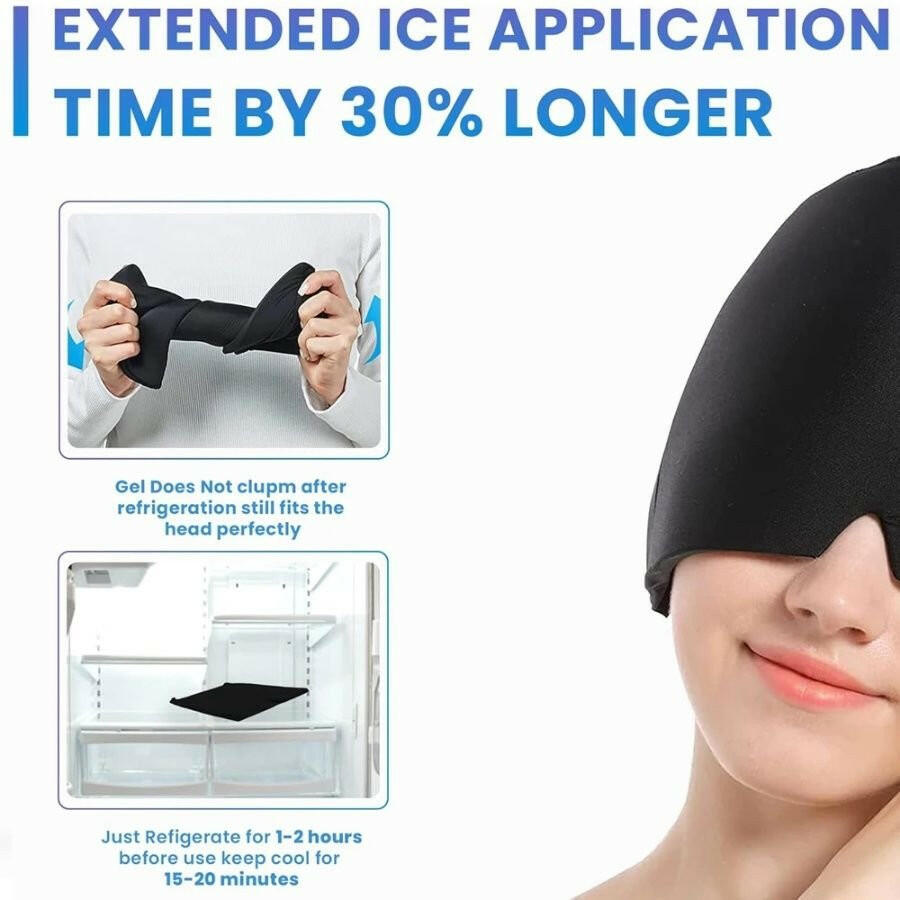. Gel Hot Cold Therapy Ice Cap – 360° Head Massager Eye Mask - GoTypical