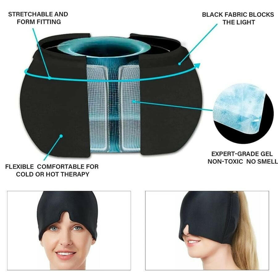. Gel Hot Cold Therapy Ice Cap – 360° Head Massager Eye Mask - GoTypical