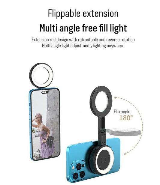 Mini Folding Magnetic Selfie Ring Light – Portable LED Makeup Video - GoTypical
