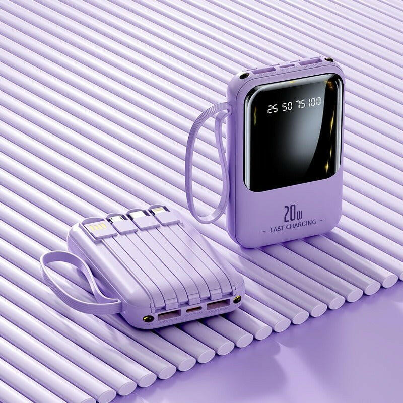 20000mAh Portable Power Bank – Fast Charging Mobile Battery with Built-In Cables - GoTypical