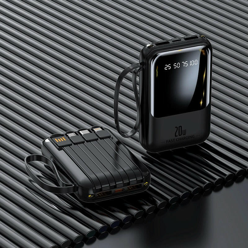 20000mAh Portable Power Bank – Fast Charging Mobile Battery with Built-In Cables - GoTypical