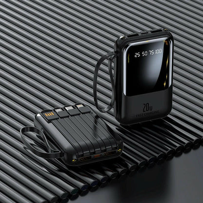 20000mAh Portable Power Bank – Fast Charging Mobile Battery with Built-In Cables - GoTypical