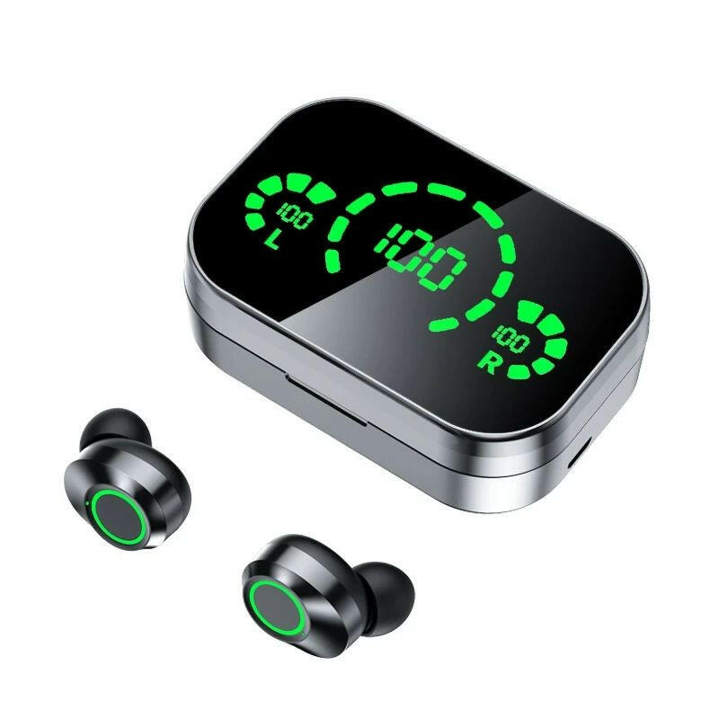 . Wireless Bluetooth Earphones YD03 – Black, Digital Display - GoTypical