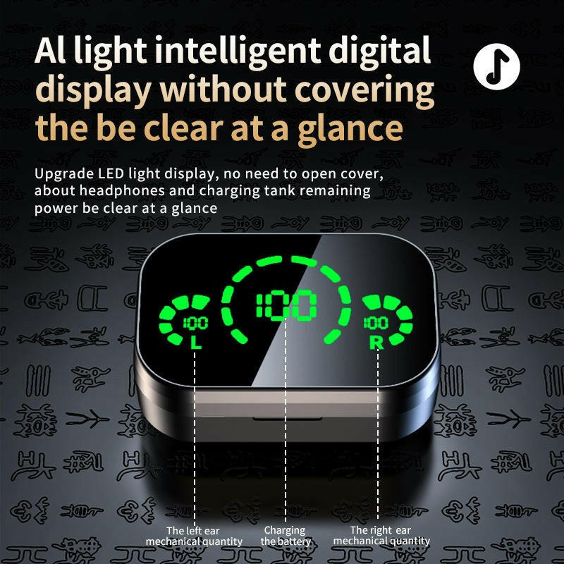 . Wireless Bluetooth Earphones YD03 – Black, Digital Display - GoTypical