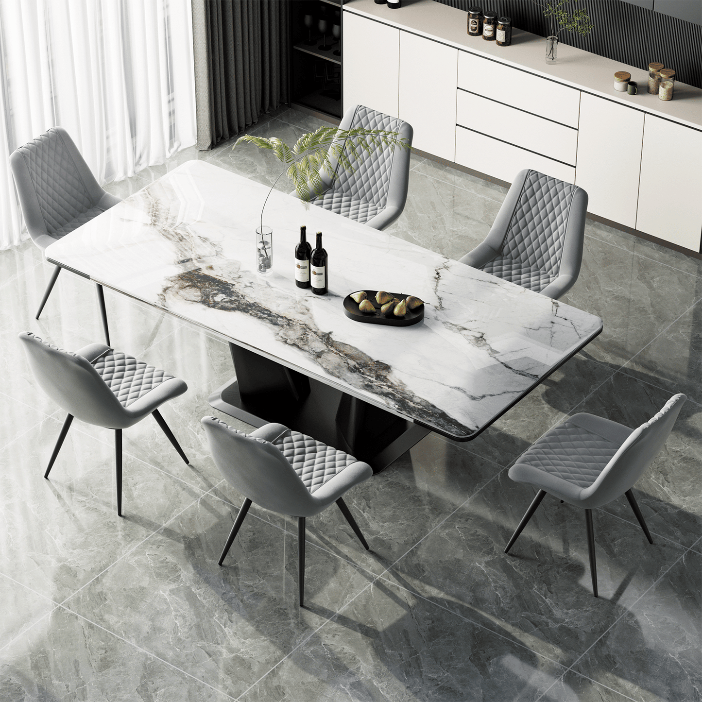 Modern Bar Stools Set of 2 - PU Leather Dining Chairs - GoTypical