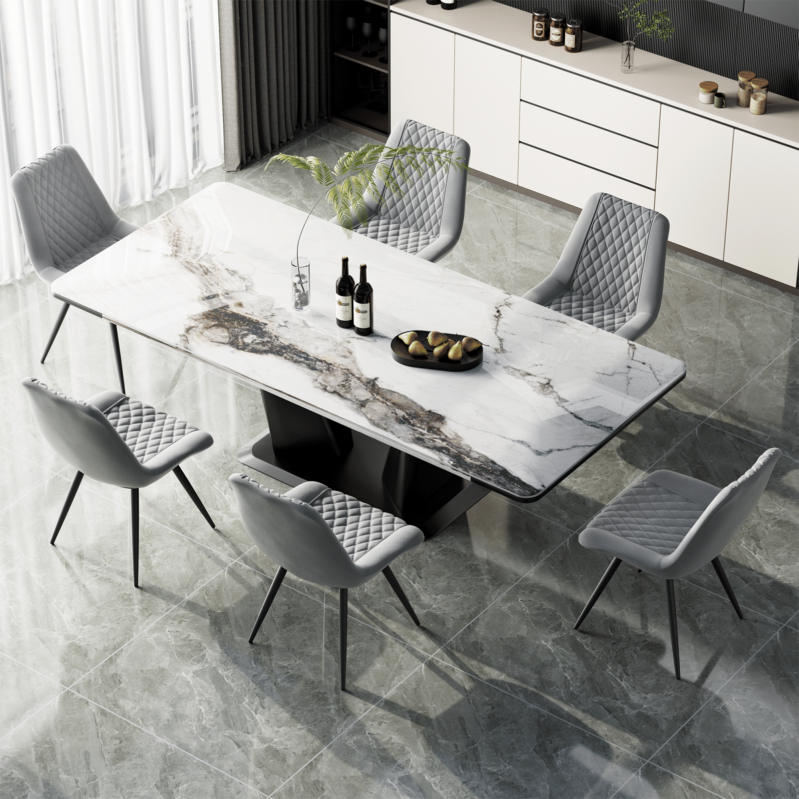 Modern Bar Stools Set of 2 - PU Leather Dining Chairs - GoTypical