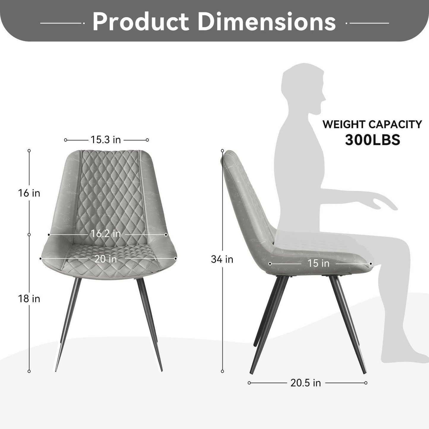 Modern Bar Stools Set of 2 - PU Leather Dining Chairs - GoTypical