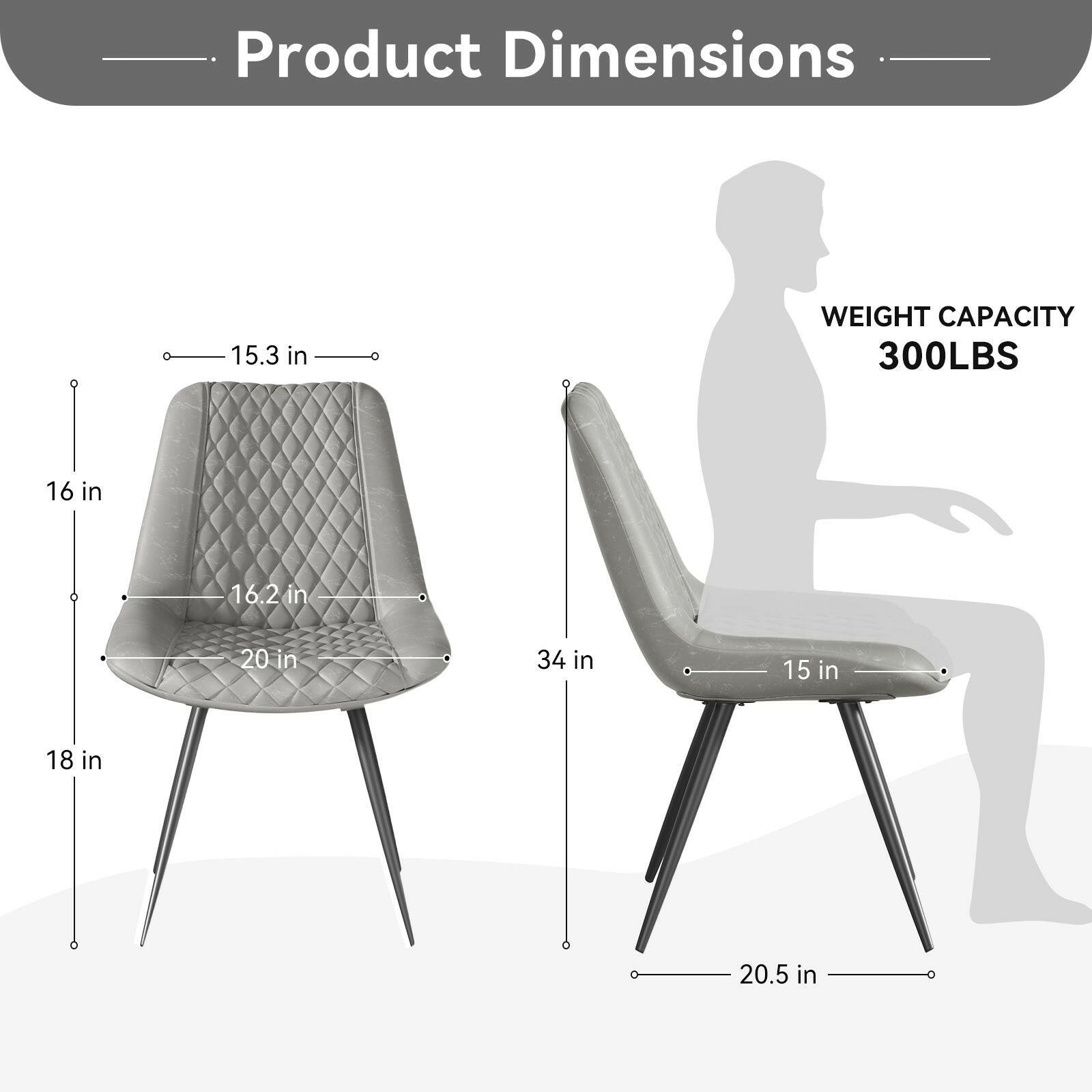Modern Bar Stools Set of 2 - PU Leather Dining Chairs - GoTypical