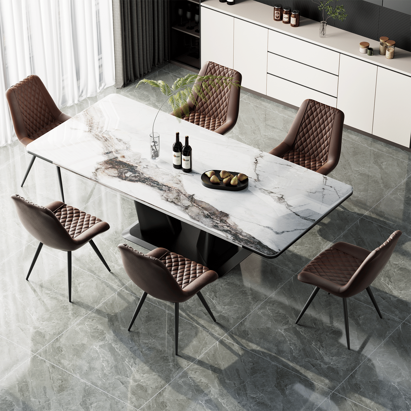 Modern Bar Stools Set of 2 - PU Leather Dining Chairs - GoTypical