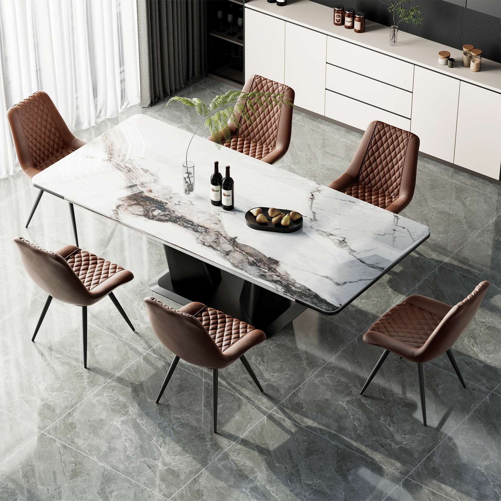 Modern Bar Stools Set of 2 - PU Leather Dining Chairs - GoTypical
